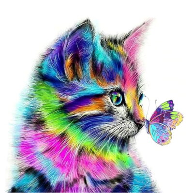 Diamantový obrázek Kotě s motýlkem