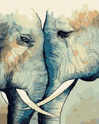 Malování podle čísel Zamilovaní sloni