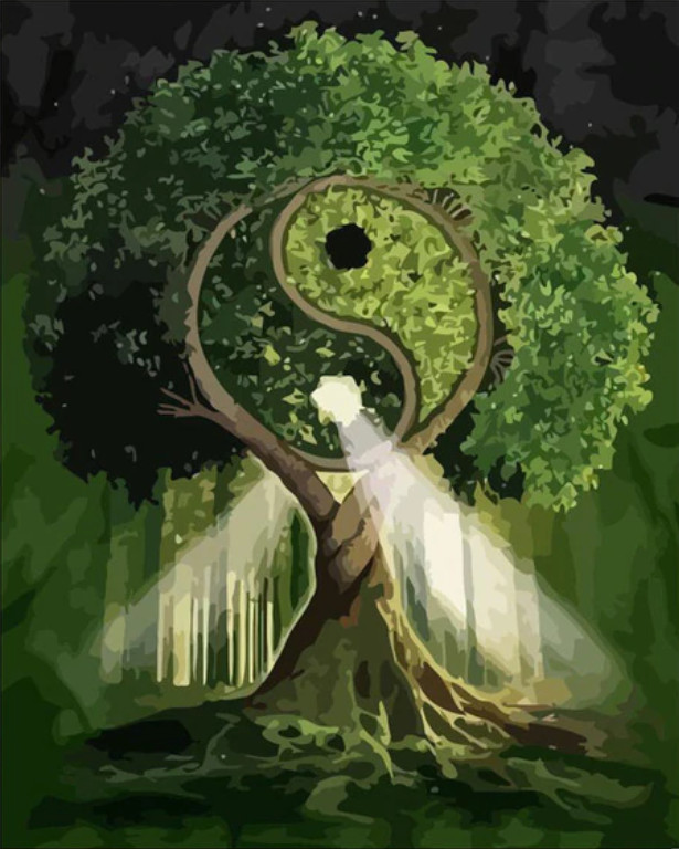 Malba podle čísel - Yin Yang Strom života 40x50 cm