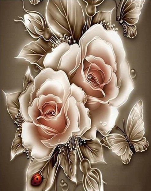 Amparo Miranda® Diamantový obrázek Růže s beruškou