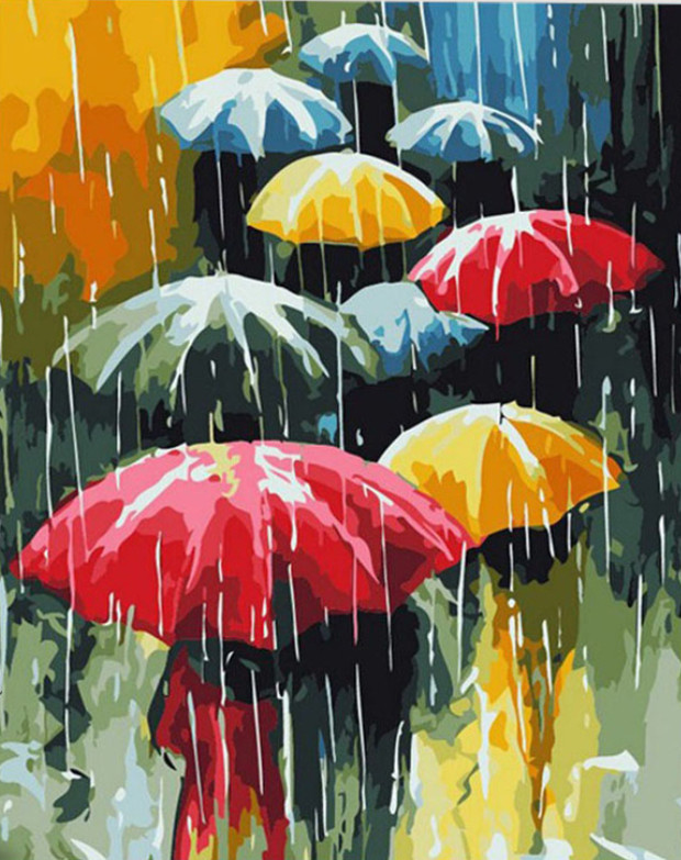 Malování podle čísel Barevné deštníky