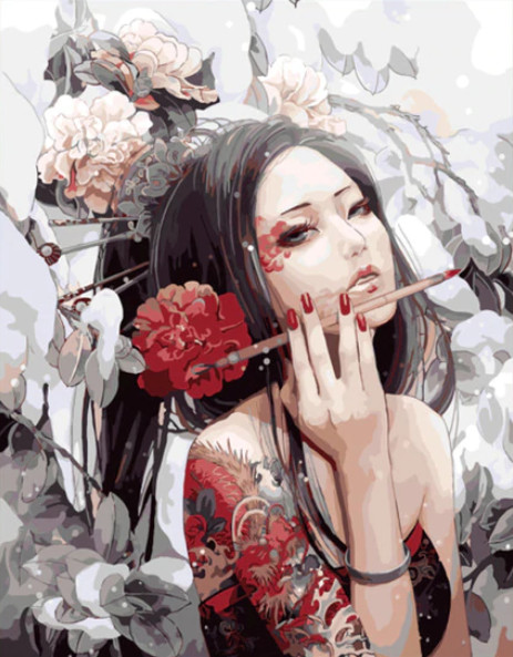 Malování podle čísel - Žena v květinách