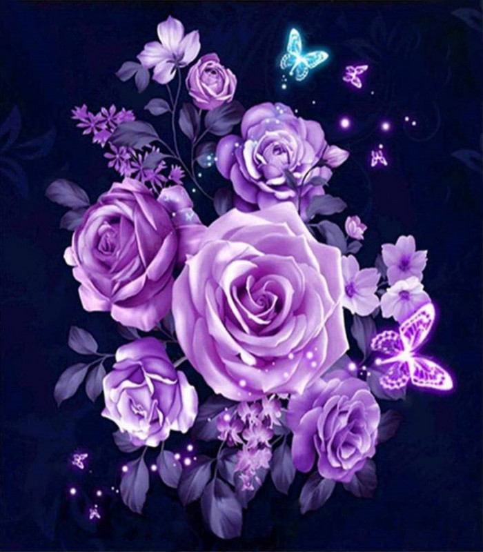 Amparo Miranda® Diamantový obrázek Fialové růže