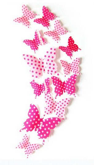 Amparo Miranda® Dekorace na zeď motýli růžoví s puntíky