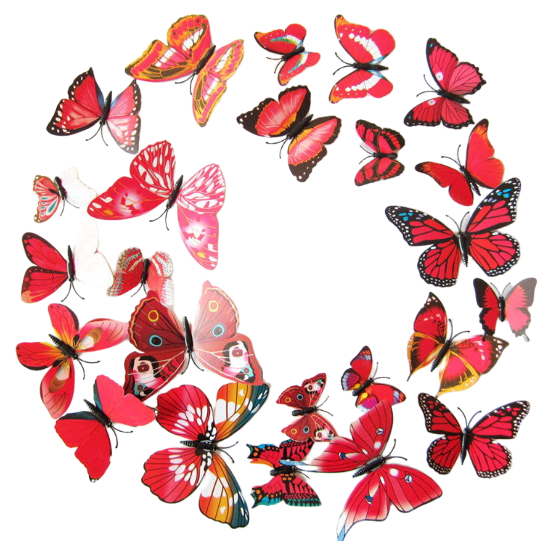 Amparo Miranda® Samolepicí dekorace na stěnu motýli červení