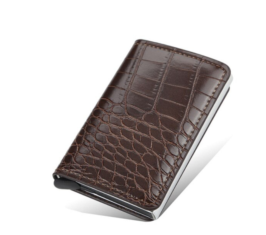 Pouzdro na karty a bankovky Cardslide Croco Dark brown