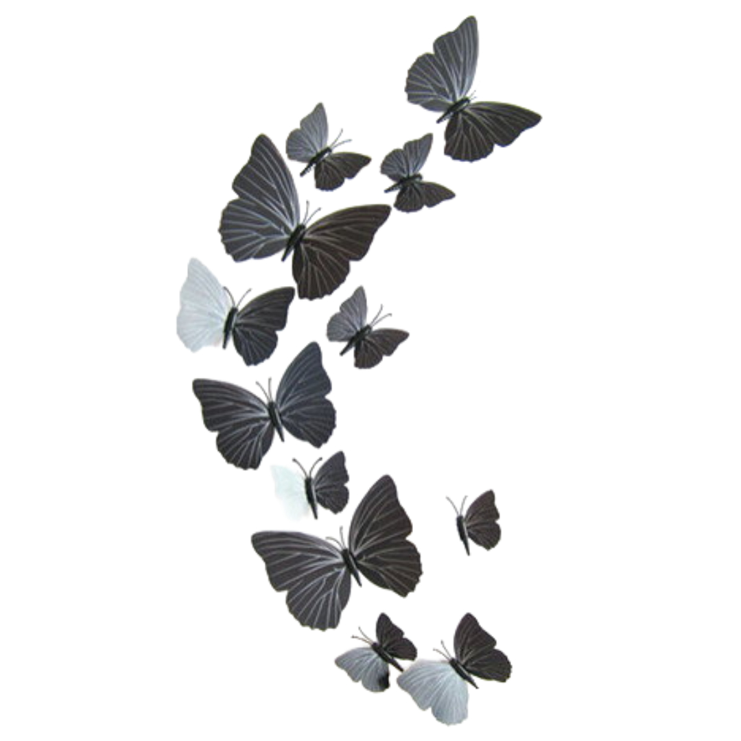 Amparo Miranda® Samolepicí dekorace na stěnu motýli black and wihte