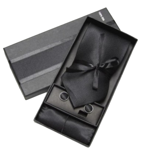 Amparo Miranda® Dárková sada kravata, kapesníček a manžetové knoflíčky HX101 Black