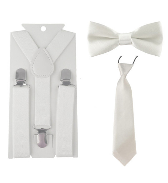 Amparo Miranda® Dětský set motýlek, kravata a kšandy H001 bílý