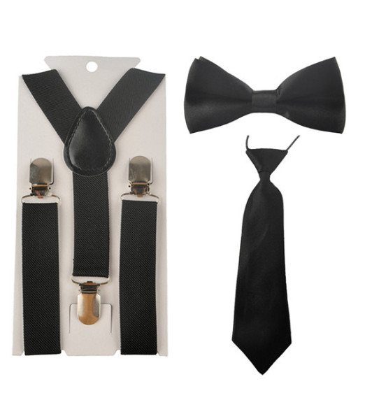 Amparo Miranda® Dětský set motýlek, kravata a kšandy H001 černý