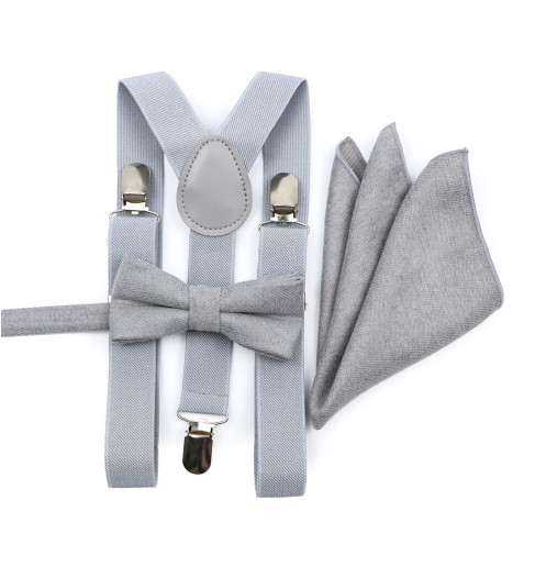 Dětský set motýlek a kšandy Miranda SM554 Šedý