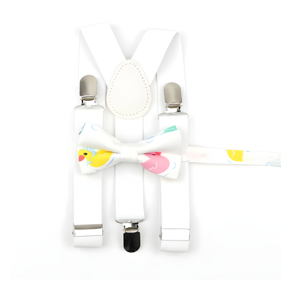 Dětský set motýlek a kšandy Miranda H003 White