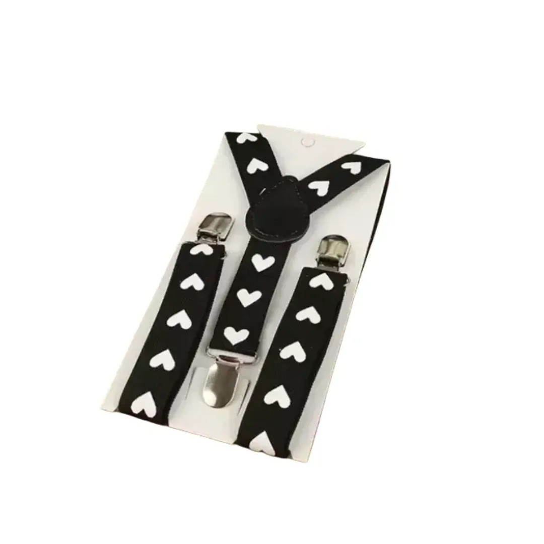 Dětské kšandy černé se srdíčky