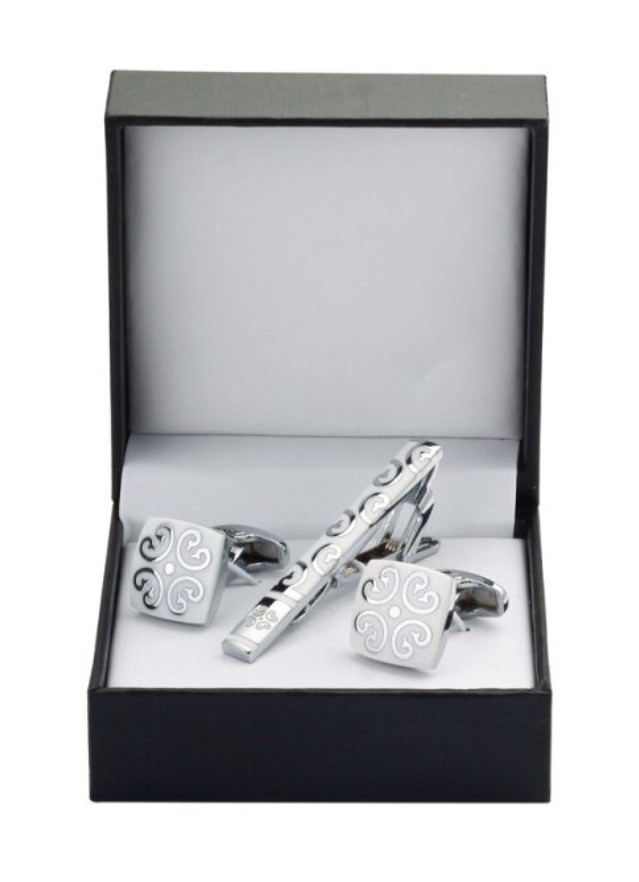 Amparo Miranda® Spona na kravatu a manžetové knoflíčky Ornament White