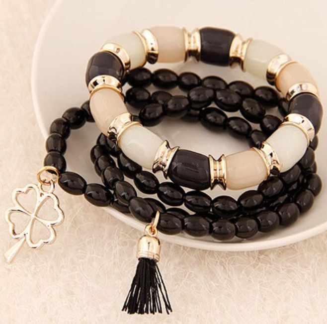 Náramek s korálky NM73 Black