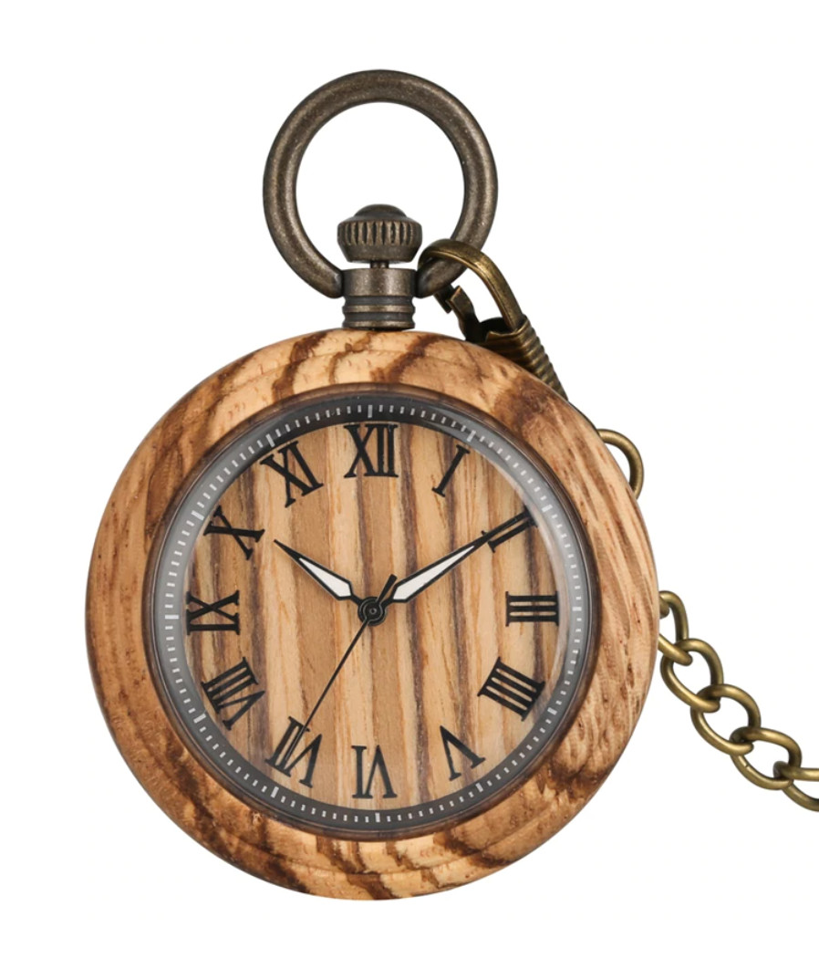 Amparo Miranda® Kapesní hodinky Antique Wooden KW2030