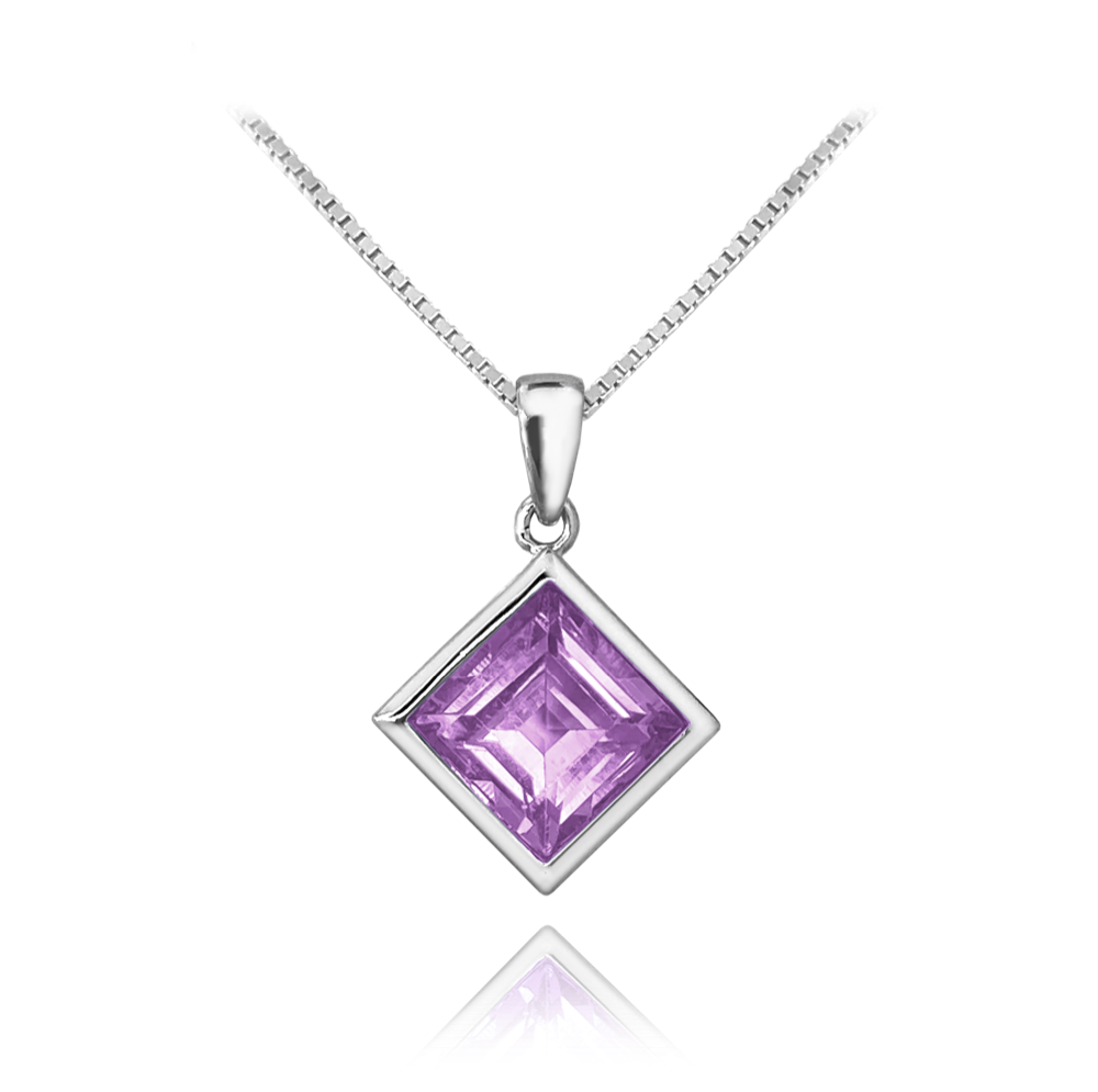 Minet Elegantní stříbrný náhrdelník fialový JMAS6001FN45