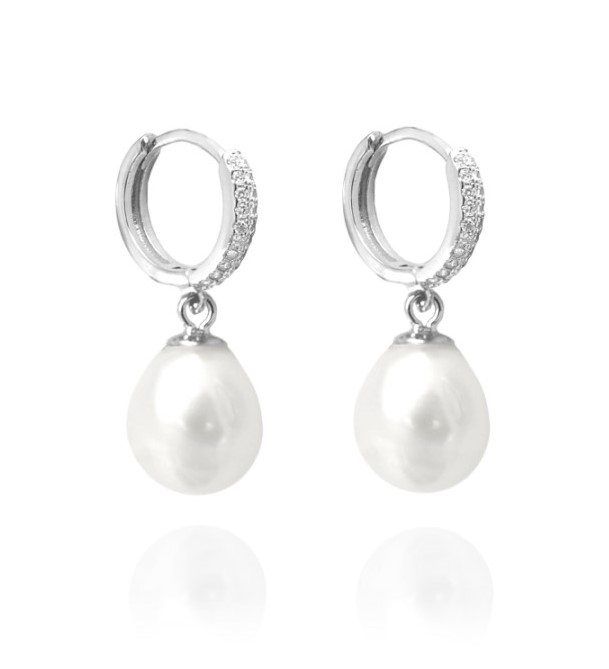 Minet stříbrné náušnice přírodní perly s bílými zirkony JMAS7032SE00