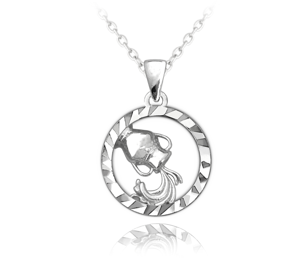 Minet Stříbrný náhrdelník Zodiac JMAS940, Znamení zvěrokruhu Vodnář