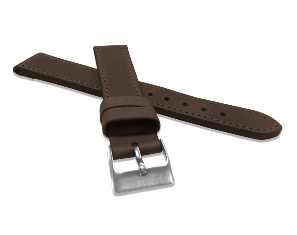 Lavvu prošitý řemínek na hodinky Sport z luxusní kůže Top Grain tmavě hnědý, Šířka řemínku 18 mm
