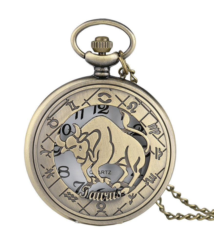 Amparo Miranda® Kapesní hodinky se znamením zvěrokruhu P1090, Znamení zvěrokruhu Býk