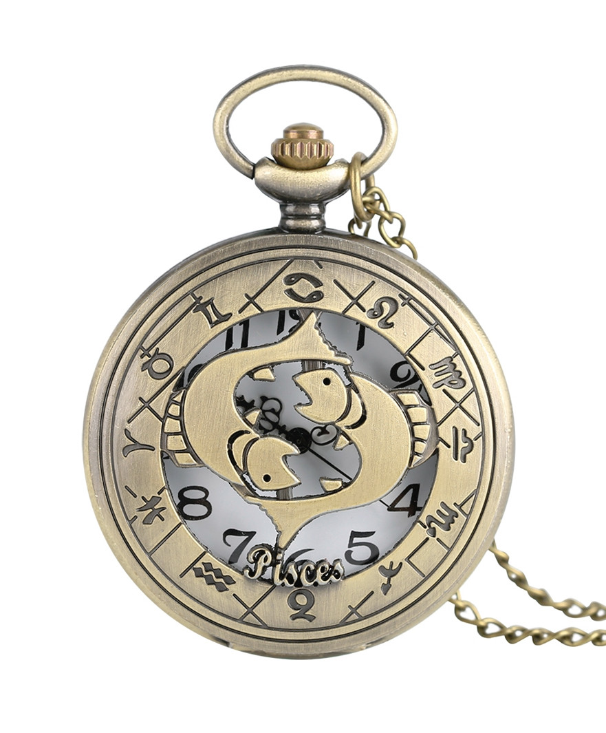Amparo Miranda® Kapesní hodinky se znamením zvěrokruhu P1090, Znamení zvěrokruhu Ryby