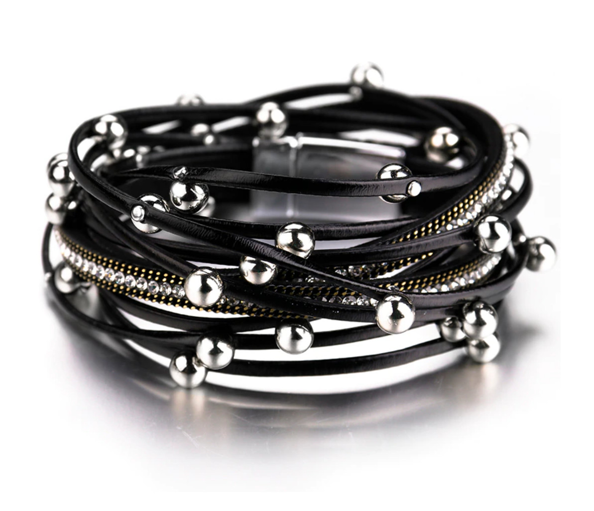 Amparo Miranda® Náramek Trendy Metal Beads, Barva černý