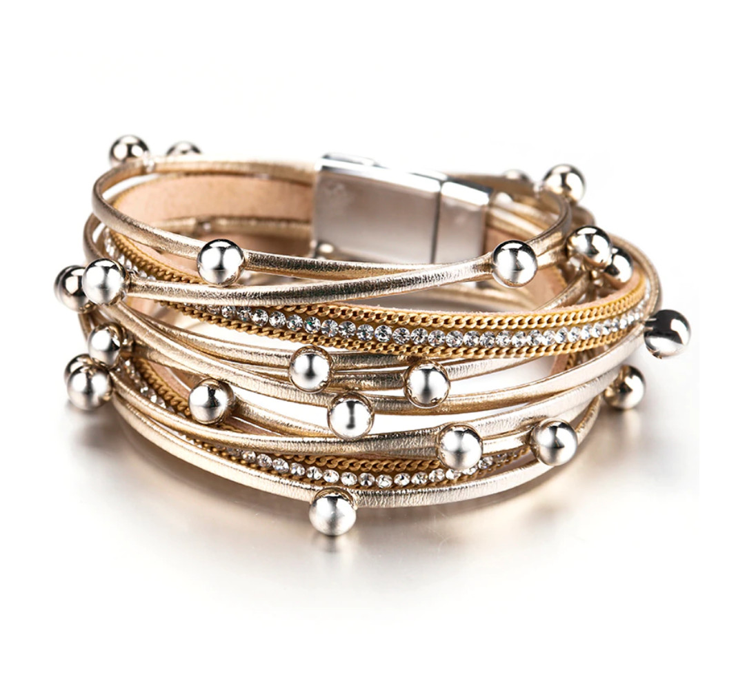 Amparo Miranda® Náramek Trendy Metal Beads, Barva zlatý
