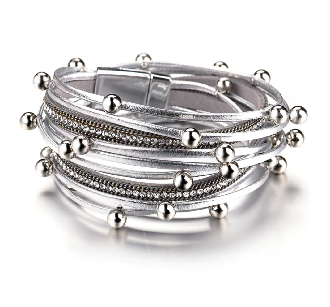 Amparo Miranda® Náramek Trendy Metal Beads, Barva stříbrný