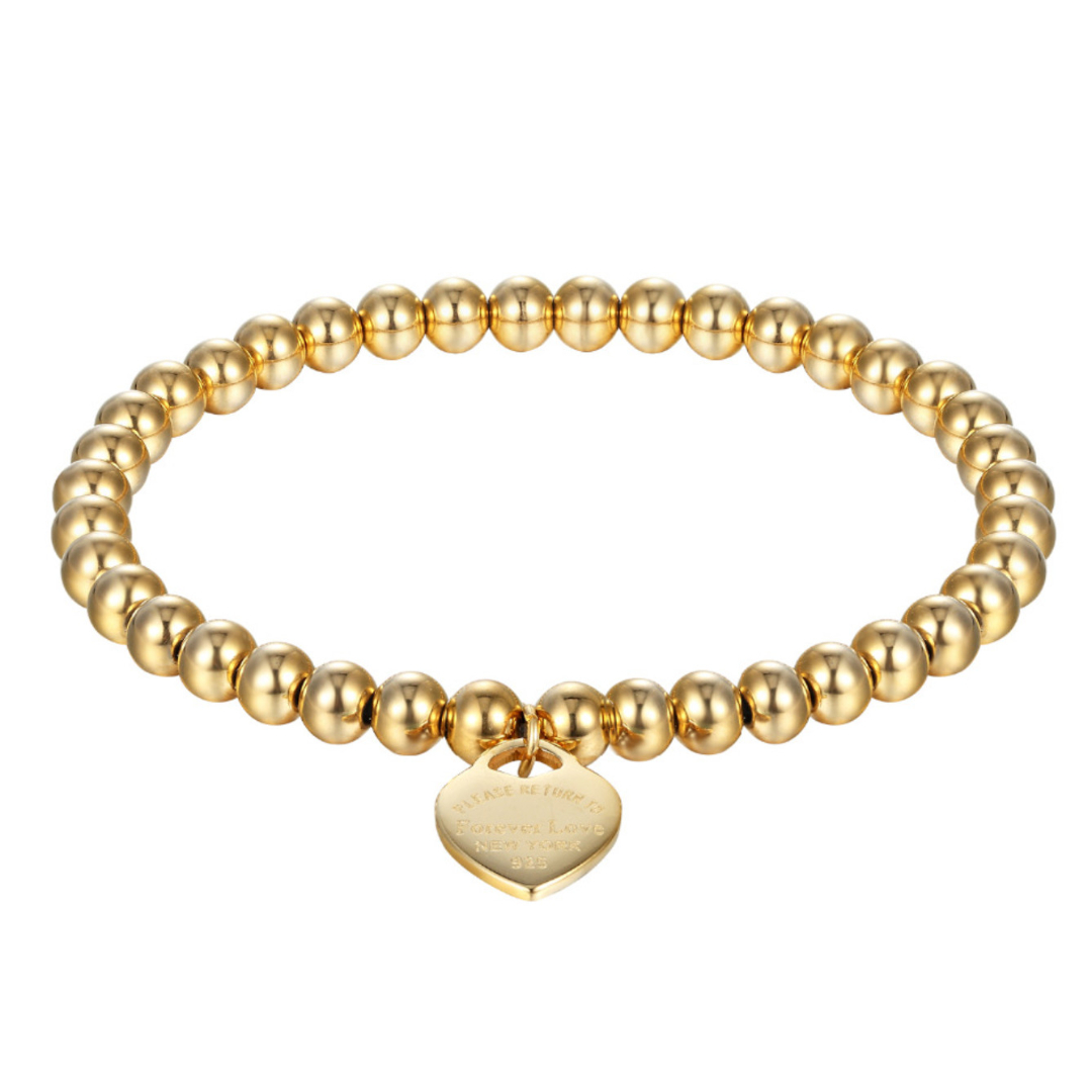 Amparo Miranda® Náramek Forever Love gold, Velikost perel 4 mm, Délka 20 cm