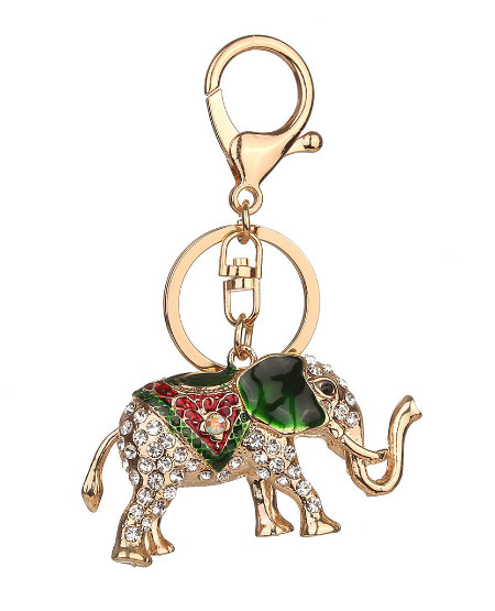 Amparo Miranda® Přívěsek na klíče a kabelku Slon s krystaly zelený