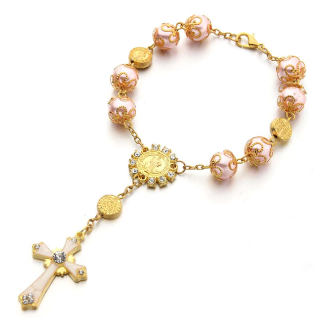 Amparo Miranda® Náramek perlový růženec YL015 Gold-Rose