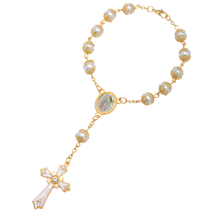Amparo Miranda® Náramek perlový růženec YL014 Gold-White