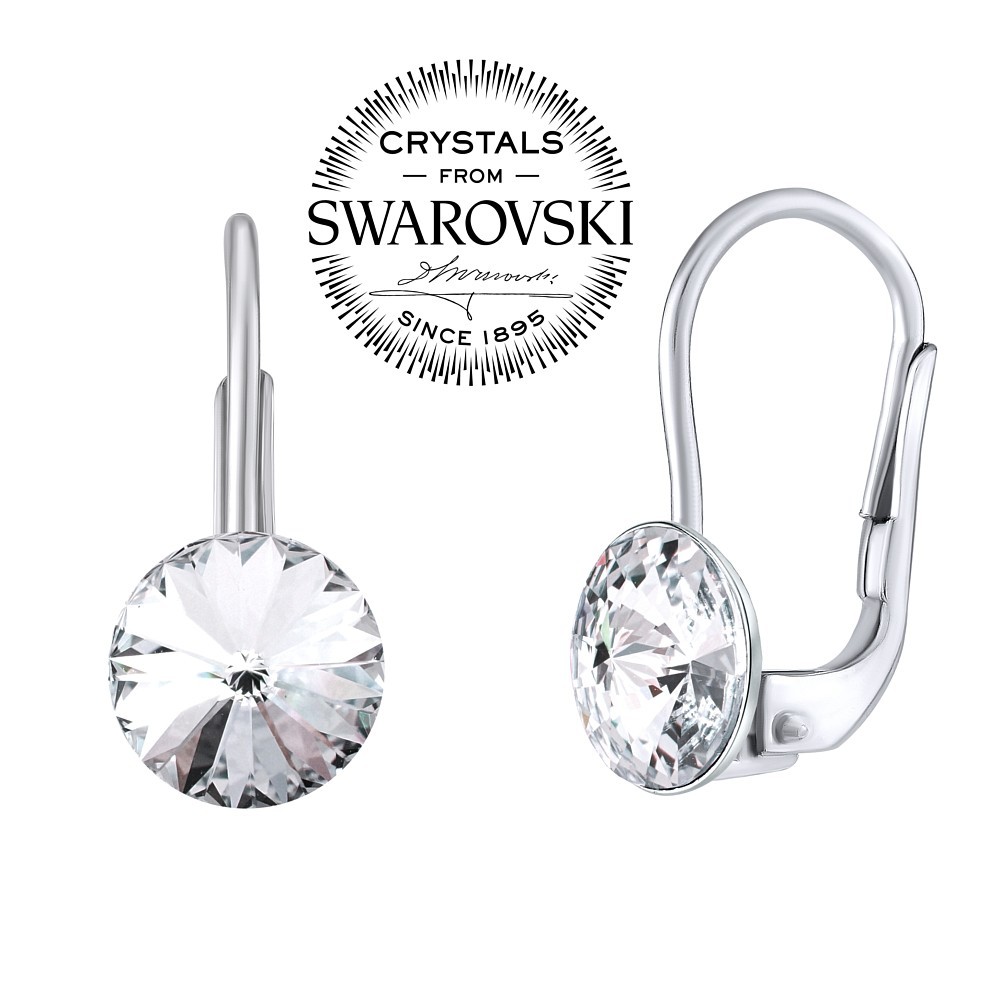 SILVEGO stříbrné náušnice se Swarovski® Crystals 8 mm rivoli čiré - VSW041E-clear