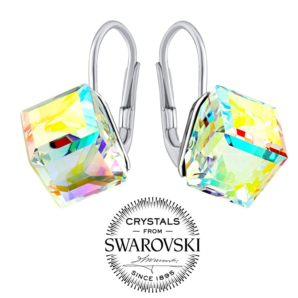 Silvego Stříbrné náušnice kostečky Swarovski® Crystals AB VSW042E
