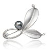 Brož lístky s perlou Z0019 Silver