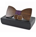 Dřevěný motýlek Miranda s manžetovými knoflíčky 006