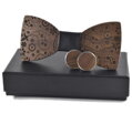 Dřevěný motýlek Miranda s manžetovými knoflíčky SET-001