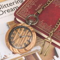 Kapesní hodinky Antique Wooden Watch KW2030