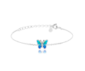 MINET Třpytivý dětský stříbrný náramek MOTÝLEK s modrým opálem