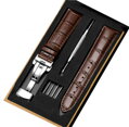 Prošitý kožený řemínek na hodinky Miranda PD235 brown/gold