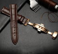 Prošitý kožený řemínek na hodinky Miranda PD235 brown/gold
