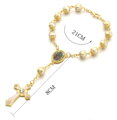 Náramek perlový růženec YL014 Gold-White