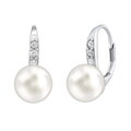 SILVEGO stříbrné náušnice s bílou perlou Swarovski® Crystals - LPSER0639