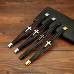 Kožený náramek Black Cross S150 černý