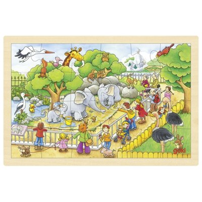 Goki Dřevěné Puzzle ZOO 24ks