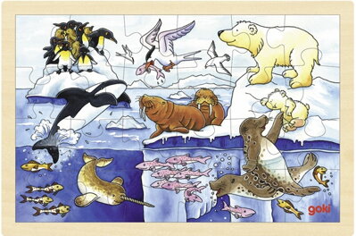 Goki Dřevěné Puzzle Arktická zvířata 24ks