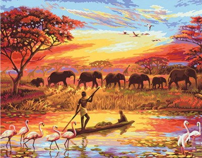 Malování podle čísel Africká řeka