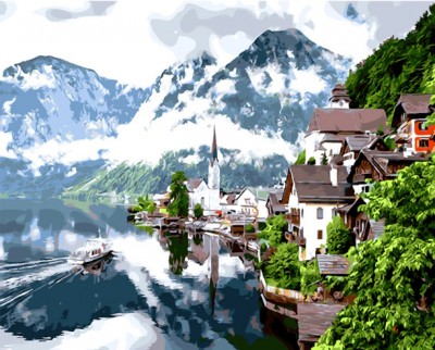 Malování podle čísel Jezero Hallstatt