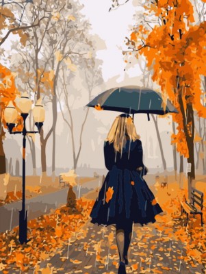 Malování podle čísel Deštivý podzim